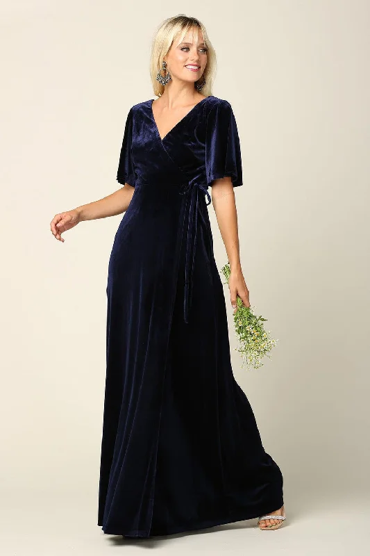 Women's Seasonal Clothes Y2K Nostalgic Fashion Look Mother of the Bride Long Flutter Sleeve Velvet Gown Sale