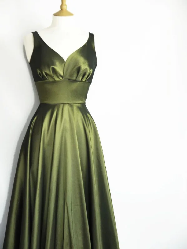 Women's Elegant Formal Outfit Hollywood Glam Award - Show Style Olive Green Bridesmaid Dresses Prom Dress      S6697