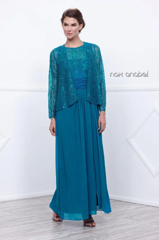 Women's Elegant Garments Score Big on Glamorous Red - Carpet Styles Long Mother of the Bride Formal Dress with Jacket