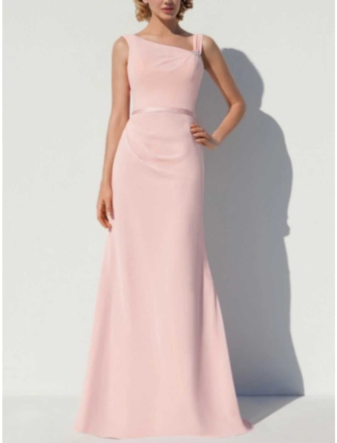 Women's Resort Garments Great Deals on Ethnic Cultural Wear A-Line Bridesmaid Dress Scoop Neck Sleeveless Elegant Floor Length Chiffon with Split Front / Crystal Brooch / RuchingA-Line Bridesmaid Dress Scoop Neck Sleeveless Elegant Floor Length Chiffon with Split Front / Crystal Brooch / Ruching