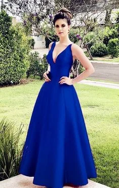 Women's Trendy Garments Art Deco Geometric Pattern Look Royal blue satin prom dress   cg6961