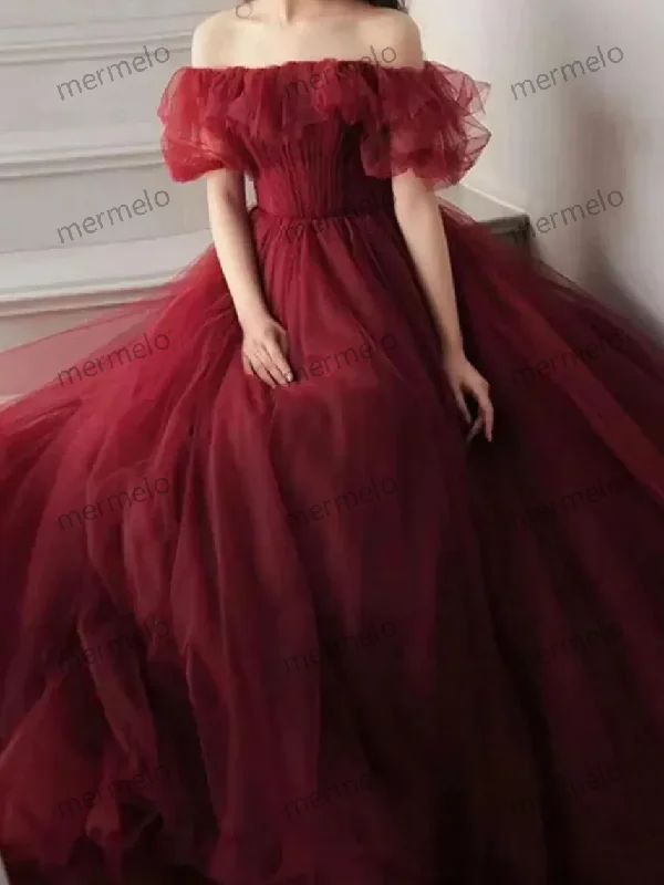 Women's Formal Event Outfit Disco - Inspired Retro Dance Look Red Tulle Prom Dress,Evening Prom Dress,Weddding Birthday Graduation Bridesmaid Party Dress,Cocktail Dress,Fairy Ball Gown,Princess Dress