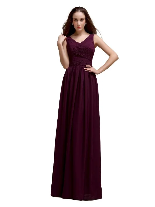 Women's Comfy Attire For Lounging Fashion-Forward Style Chiffon Shoulder Strap A-line Floor-Length Bridesmaid Dresses