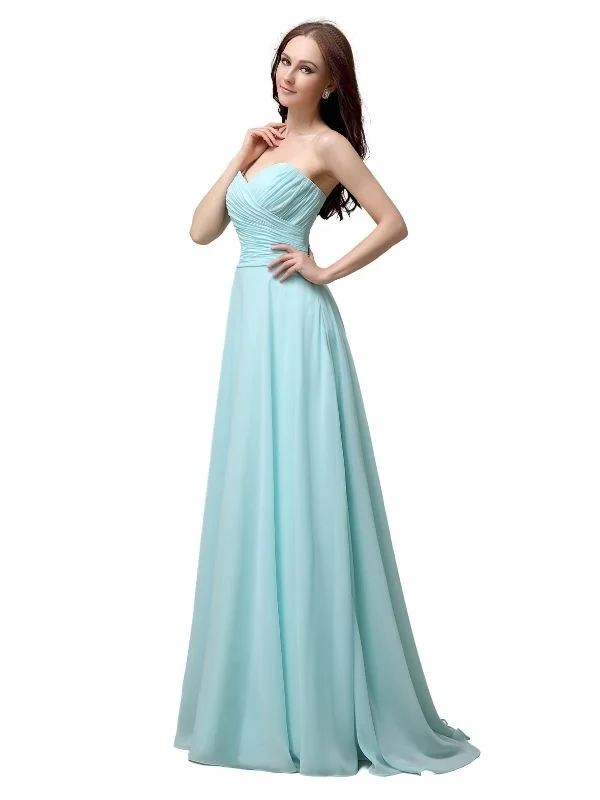 Women's Luxury Garments Tropical Island - Inspired Attire Pretty Sweetheart Chiffon A-line Floor-Length Long Bridesmaid Dresses