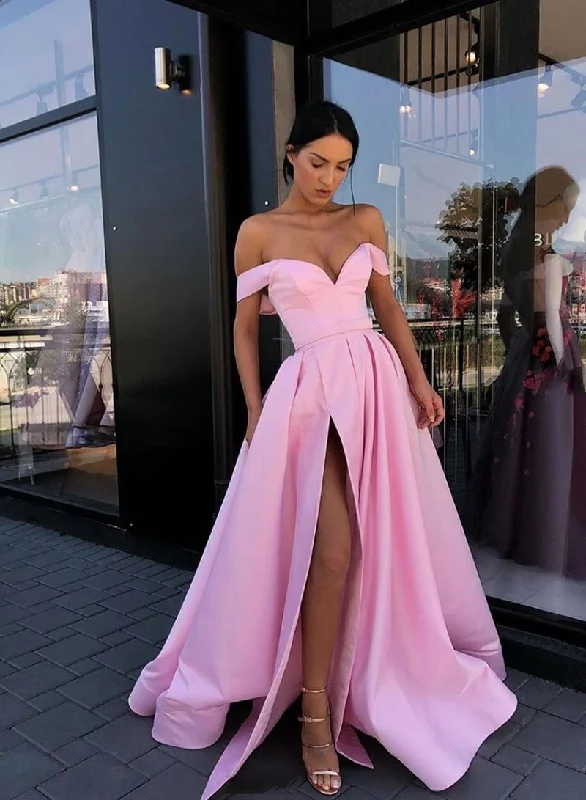 Women's Timeless Attire Feminine Soft - Hued Styles Pink satin long prom dress, pink evening dress cg1558