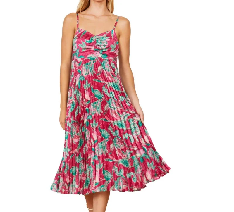 Women's Clothes For Special Occasions Classic Timeless Elegant Style Donna Dress In Raspberry Floral