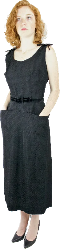 Women's Party Outfit Mid - Season Sale 1950s Black Sleeveless Textured Wiggler Dress   w25"