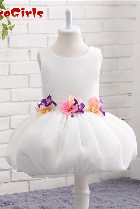 Women's Casual Wear Clothes Y2K Nostalgic Fashion Look A Line Flower Girl Dress with Applique Unique Sleeveless Flower Girl Dress with Flower F058