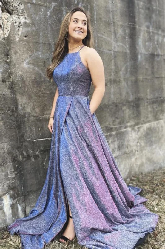 Women's Transitional Apparel Discounts on Casual Weekend Styles Blue satin long A line prom dress blue evening dress    cg19819