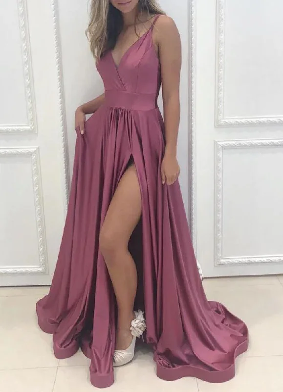 Women's Clothes For Work Weekend Special Women Side Split Prom Dresses Long V-Neck Evening Gowns Formal Party Dress YPD513