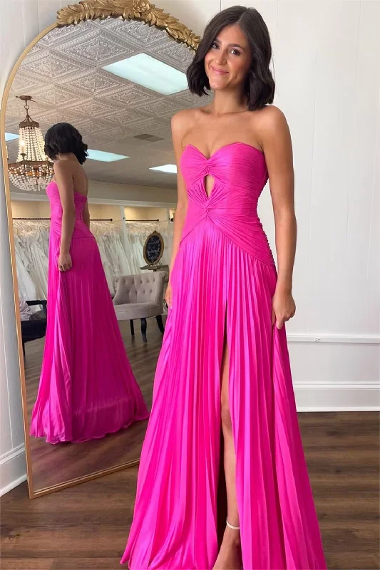 Women's Seasonal Clothing Score Big on Glamorous Red - Carpet Styles Chiffon Sweetheart Design Bridesmaid Dresses With Split Formal Evening Dress Pleated Corset Sleeveless Ball Gowns