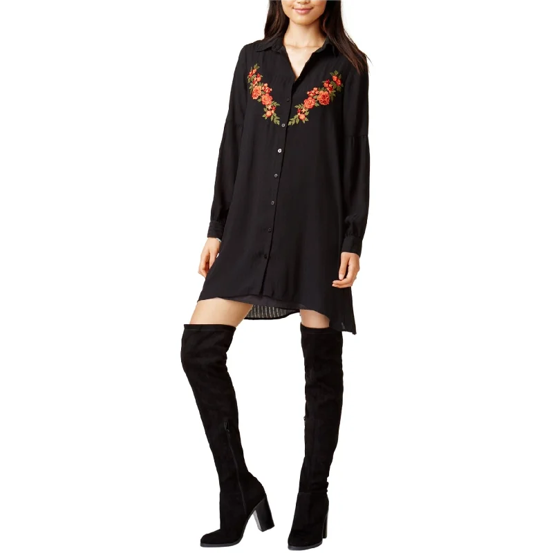 Women's Clothing Apparel Parisian Effortless Chic Style Jack Womens Spense Embroidered A-Line Shirt Dress