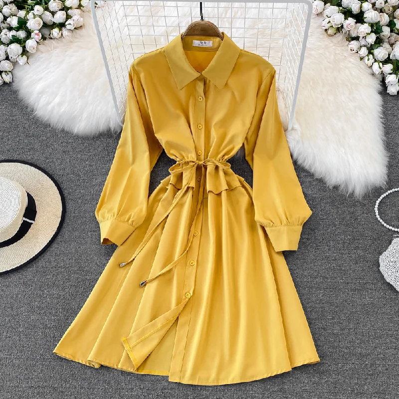 Women's Clothing Outfit Set Classic Timeless Elegant Style Cute A Line Shirt Dress Fashion Girl Dress  10705