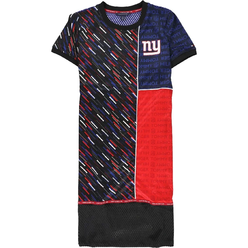 Women's Apparel Vintage Retro Party Wear Tommy Hilfiger Womens New York Giants Jersey Shirt Dress, Multicoloured, Small