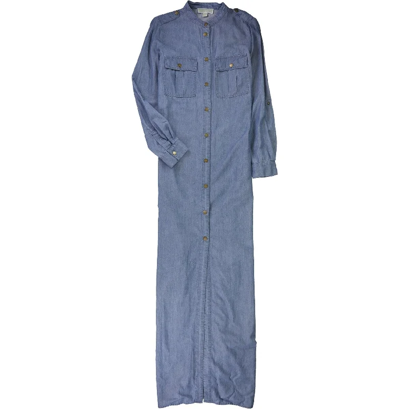 Women's Transitional Garments Bold Patterns Michael Kors Womens Denim Shirt Dress, Blue, X-Small