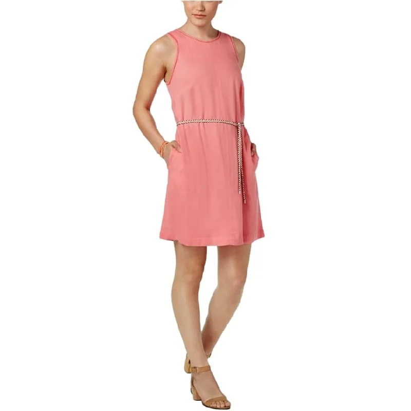 Women's High-Fashion Outfit Weekend Special G.H. Bass & Co. Womens Tie Shirt Dress, Pink, Large