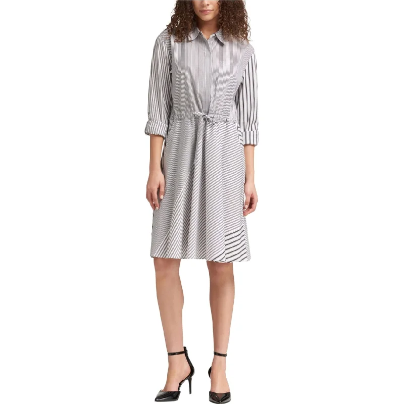 Women's Casual Garments Early Access to Art Deco Styles Sale DKNY Womens Striped Shirt Dress, White, X-Large