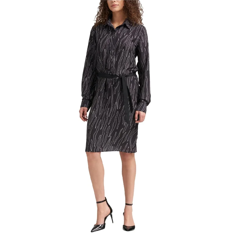 Stylish Women's Outerwear Apparel Buy More, Save More DKNY Womens Printed Shirt Dress, Black, X-Small