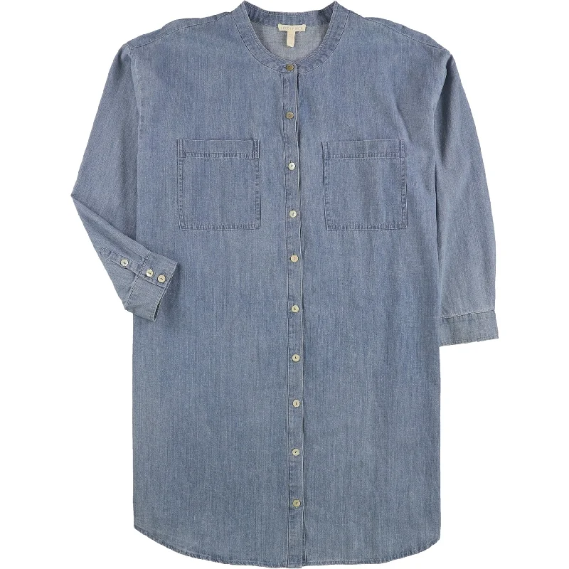 Women's Wardrobe Apparel Big Savings on Minimalist Office Styles Eileen Fisher Womens Chambray Shirt Dress